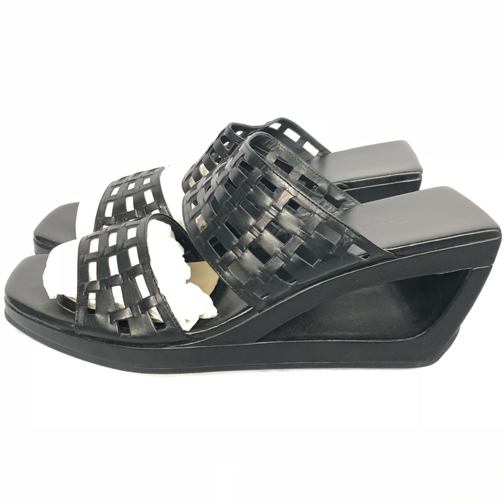 Cole Haan Wedge Slide Sandals black leather size10